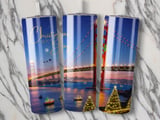 Christmas on the Bay 20oz Skinny Tumbler Wrap Digital Design - Golden Gate Holiday SF Christmas City View Seamless Tumbler PNG thumbnail 2