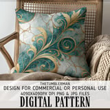 Teal Gold Floral Tumbler Design, Digital Paper Pack, Watercolor Flowers Backgrounds, Junk Journal Pages, Printable Tumbler PNG, Scrapbooking thumbnail 5