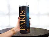 Paris Eiffel Tower 20oz Tumbler Wrap, Lightning Storm Design, Full Wrap Seamless Tumbler, Sublimation Design, PNG Download thumbnail 4