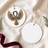 Egyptian Ankh Winged Ornament, Faux Gold Phoenix Flame Tree Decor, Mystical Kemetic Altar Holiday Gift, Ancient Egypt Spiritual Keepsake thumbnail 4