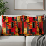 Modern Abstract Art Velveteen Blanket, Geometric Woven Throw Pillow, Red Orange Eclectic Decor, Contemporary Home Art Statement thumbnail 17