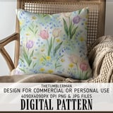 Digital Floral Pattern Bundle, Watercolor Flower Design, Spring Flowers, Daisy, Tulip, Forget Me Not, Digital Paper, Seamless Pattern thumbnail 5