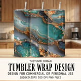 20 oz Agate Tumbler Wrap, Teal Green Stone Sublimation Design, Straight Tapered Tumbler png, Digital Download for Tumblers thumbnail 1