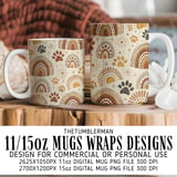 Boho Paw Print Rainbow Pattern Digital Size Bundle Png thumbnail 4