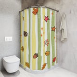 Fall Shower Curtain and Bath Mat Set, Rustic Autumn Botanical Bathroom Decor, Vintage Cottagecore Leaves Acorn Pinecone Yellow Green Decor thumbnail 7