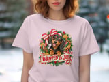 Wrapped In Joy Dachshund Christmas Tee thumbnail 5