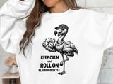 Keep Calm Roll On Flamingo Style Sweatshirt thumbnail 4