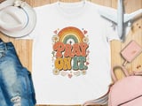 Pray On It Christian Youth T-Shirt | Retro Faith Rainbow Tee | Vintage Inspirational Boho Religious Gift for Her Women thumbnail 1