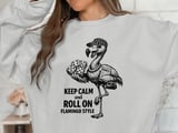 Keep Calm Roll On Flamingo Style Sweatshirt thumbnail 2