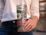 Floral Leopard 20oz Tumbler Wrap, Skinny Tumbler PNG, Seamless Design, Digital Download, Tumbler Sublimation, Trendy Tumbler Wrap thumbnail 3