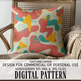 Digital Pattern, Abstract Shapes, Geometric Design, Retro Style, Digital Bundle, Commercial Use, Printable Art, Seamless Pattern, Digital thumbnail 5