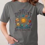 Teacher Appreciation Shirt, We Are All Different But In This School We All Shine Together Planets Space Vintage T-Shirt Sweatshirt thumbnail 2
