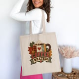 Coffee Weather Sweatshirt, Cozy Fall Coffee Lover Hoodie, Rustic Quilted Patchwork Print Autumn Aesthetic Crewneck, Cute Fall Tote Bag thumbnail 18
