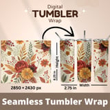 Floral Tumbler Design, Fall Flower Digital Papers, Watercolor Tumbler PNG, Printable Junk Journal Pages, Scrapbooking Paper thumbnail 7