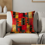 Modern Abstract Art Velveteen Blanket, Geometric Woven Throw Pillow, Red Orange Eclectic Decor, Contemporary Home Art Statement thumbnail 20