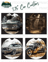 40oz Tumbler Vintage Car Barn Sublimation, Seamless Tapered Distressed Hot Rod Wrap Digital, Rustic Garage PNG thumbnail 13