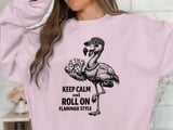 Keep Calm Roll On Flamingo Style Sweatshirt thumbnail 3