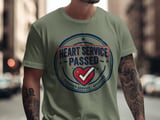 Heart Service Passed T-Shirt: Certified Approved Emblem, Distressed Heart Health Operation Graphic Design thumbnail 3