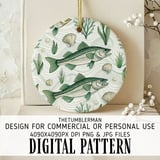 Digital Fish Pattern, Fishing Fabric Pattern, Seafood Digital Download, Ocean Pattern, Sea Life, Scrapbooking Paper, Digital Bundle Pattern thumbnail 3