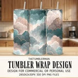 Digital Clouds Pattern, Teal Pink Cloudscape, Geometric Waves, Art Deco, Background, Texture, Digital Paper Bundle, Scrapbook Paper Digital thumbnail 2