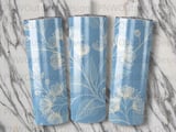 20oz Tumbler Sublimation Design PNG, Blue Floral Seamless Digital Tumbler Wrap, Skinny Floral Botanical Flower Instant Download thumbnail 7