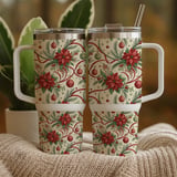Christmas Poinsettia Tumbler Design, Digital Download, Floral Junk Journal, Watercolor Flower Background, Colorful Flowers Digital Papers thumbnail 9