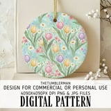 Digital Bundle Pattern, Floral Digital Paper, Seamless Floral Pattern, Watercolor Flower Pattern, Tulips, Daisies Digital, Commercial Use thumbnail 3