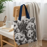 Cat Faces Tote Bags, Cute Kitten Throw Pillow, Funny Cat Pattern iPhone Case, Animal Lover Gift, Cat Mom Present, Black and White Art thumbnail 5