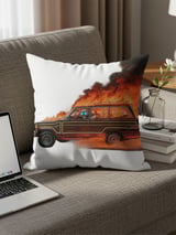 Grand Wagoneer Skeleton Pillows, Burning Waggy Pillow Cases, Spooky Vehicle Art, Automotive Gifts, Unique Car Decor, Skull Driver thumbnail 1