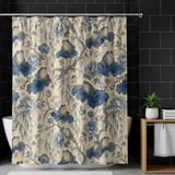 Whimsical Blue Lotus Frog Pond Shower Curtain thumbnail 10