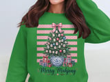 Merry Mahjong Christmas Tree Print, Chinoiserie Preppy Holiday Decor, Pink Bow Game Night Art, Grandmillennial Winter Gift For Mahjong Lover thumbnail 5