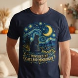 Powered By Cats And Moonlight Tee thumbnail 4