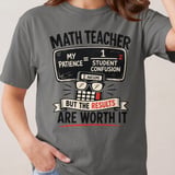 Funny Math Teacher Shirt, My Patience Student Confusion Equation Educator Gift, Awesome Results Worth It Tee or Sweatshirt thumbnail 2