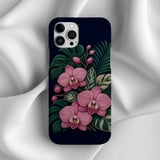 Pink Orchid Tough Phone Case Faux Embroidery Floral Botanical Cover Cottagecore Tropical Flower Case Plant Mom Gift for Her Aesthetic Phone thumbnail 5