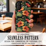 Hibiscus Tumbler Design, Tropical Flower Digital Paper, Colorful Floral Backgrounds, Printable Tumbler Png, Junk Journal Pages, Digital thumbnail 6