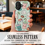 Kawaii Boba Sushi Pattern Digital Design Size Bundle Png thumbnail 6
