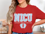 NICU Nurse T-Shirt: Neonatal Intensive Care, Blue Gingham Design, Baby Feet thumbnail 9