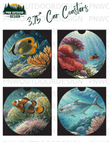 Clownfish 40oz Tumbler Sublimation Wrap Digital, Coral Reef Ocean Sea Life Seamless PNG Design thumbnail 11