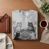 Vintage Meowjong Cat Art Print, Funny Mahjong Cats Wall Decor, Quirky Board Game Poster, Cute Retro Game Night Gift for Cat Lovers thumbnail 11