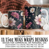 Cosmos Flowers Tumbler Design, Watercolor Floral Digital Paper, Junk Journal, Pink White Flowers Printable Tumbler Png, Scrapbooking Paper thumbnail 4