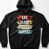 Pickleball Gildan Fleece Hoodie, Eat Sleep Pickleball Repeat, Retro Athletic Sportswear Court Pullover thumbnail 1
