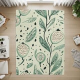 Blanket Pillow and Pillow Case: Botanical Green, Neutral Hues, Leaf and Fruit Pattern thumbnail 5