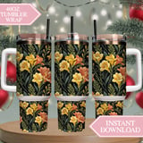 Yellow Freesia Tumbler Design, Watercolor Flowers Digital Paper, Floral Junk Journal, Printable Tumbler Png, Digital Scrapbooking thumbnail 8