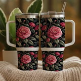 Pink Camellia Tumbler Design, Floral Digital Papers, Watercolor Flowers, Junk Journal Pages, Printable Tumbler PNG, Scrapbooking Paper thumbnail 9