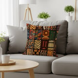 Global Boho Mosaic Velveteen Blanket, African Tribal Art Throw Pillow, Earthy Textured Woven Blanket, Unique Home Decor Gift thumbnail 19