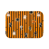 Cute Halloween Shower Curtains, Bath Mat, Kawaii Ghost and Skeleton Spooky Season Bathroom Decor, Orange Black Striped Fall Housewarming thumbnail 15