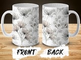 X-ray Flower Mug Sublimation Wrap, Ethereal Botanical Digital Design for 11oz 15oz Cup, Minimalist Ghosted Floral PNG, Instant Download thumbnail 9