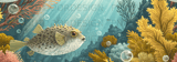 Pufferfish Ocean Tumbler Wrap Digital Design 40oz | Seamless Distressed Marine Life Sublimation PNG for Tapered Tumbler thumbnail 14
