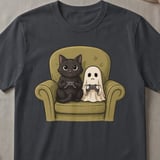 Gamer Ghost and Cat Tee thumbnail 1