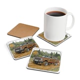 Grand Wagoneer Corkwood Coaster Set, The Waggy Car Coasters, Off Road, Petralla Shop, Classic SUV Art, Car Lover Gift, Drink Coasters thumbnail 3